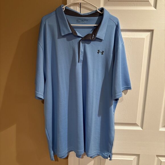 Under Armour Men’s 4XL Loose Fit Polo Golf Polo Ligh Blue Short Sleeve - Picture 1 of 7